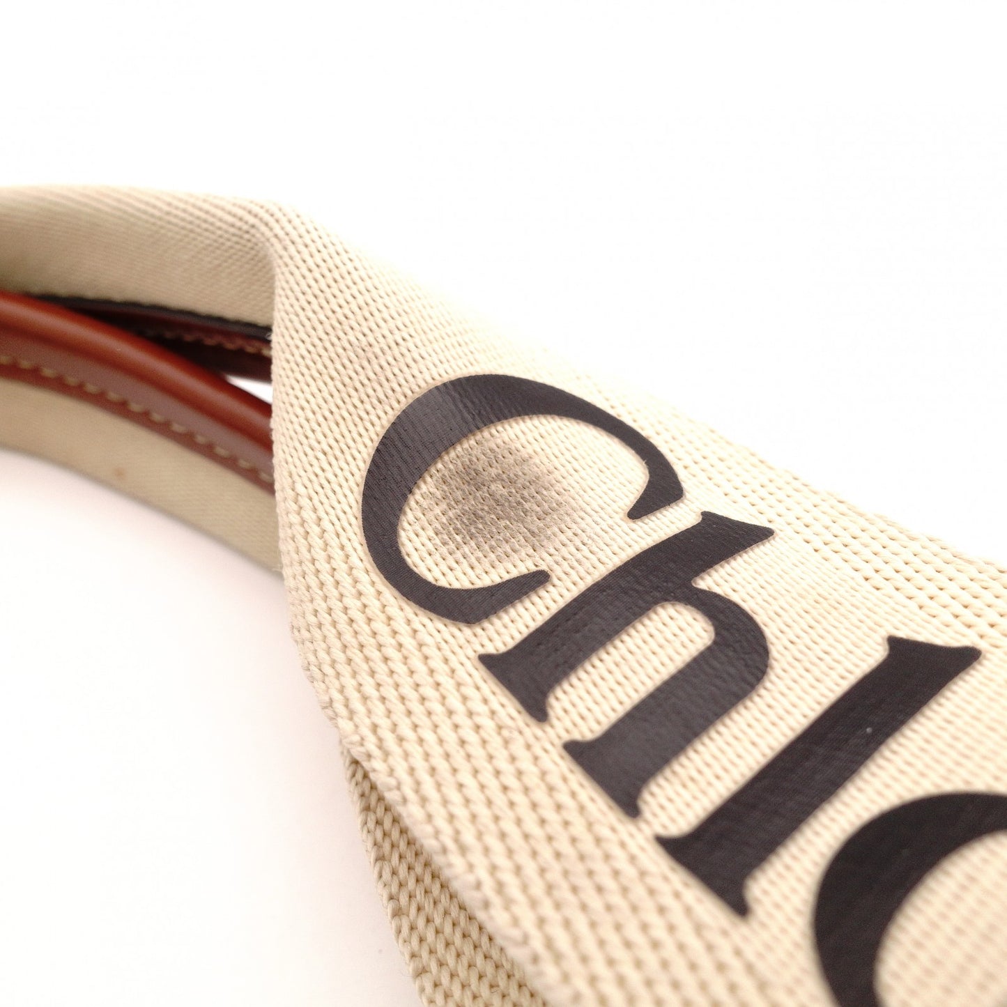 Chloe Woody Shoulder Bag Leather/Canvas Beige