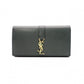 SAINT LAURENT YSL Line Long Wallet, Leather, Green