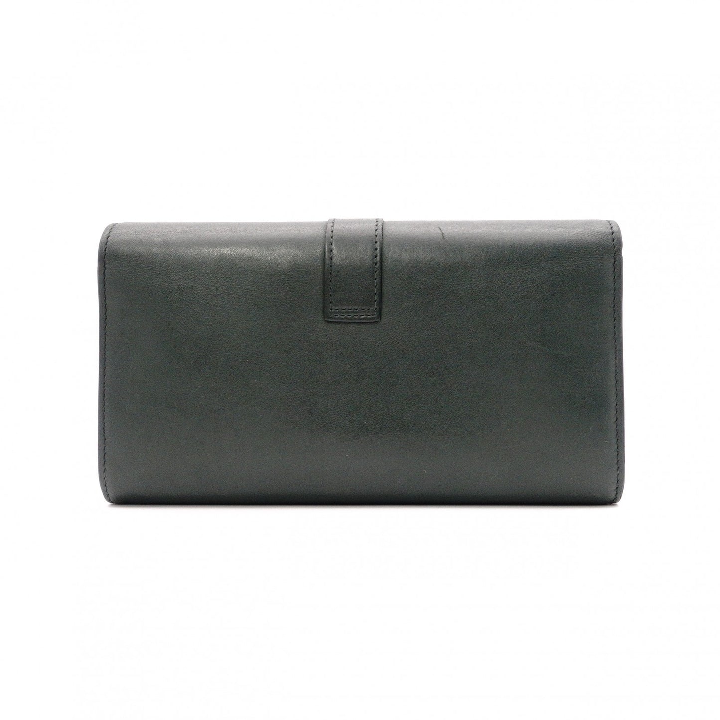 SAINT LAURENT YSL Line Long Wallet, Leather, Green