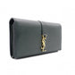 SAINT LAURENT YSL Line Long Wallet, Leather, Green