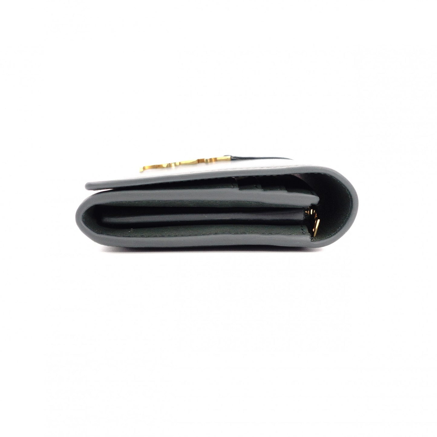 SAINT LAURENT YSL Line Long Wallet, Leather, Green