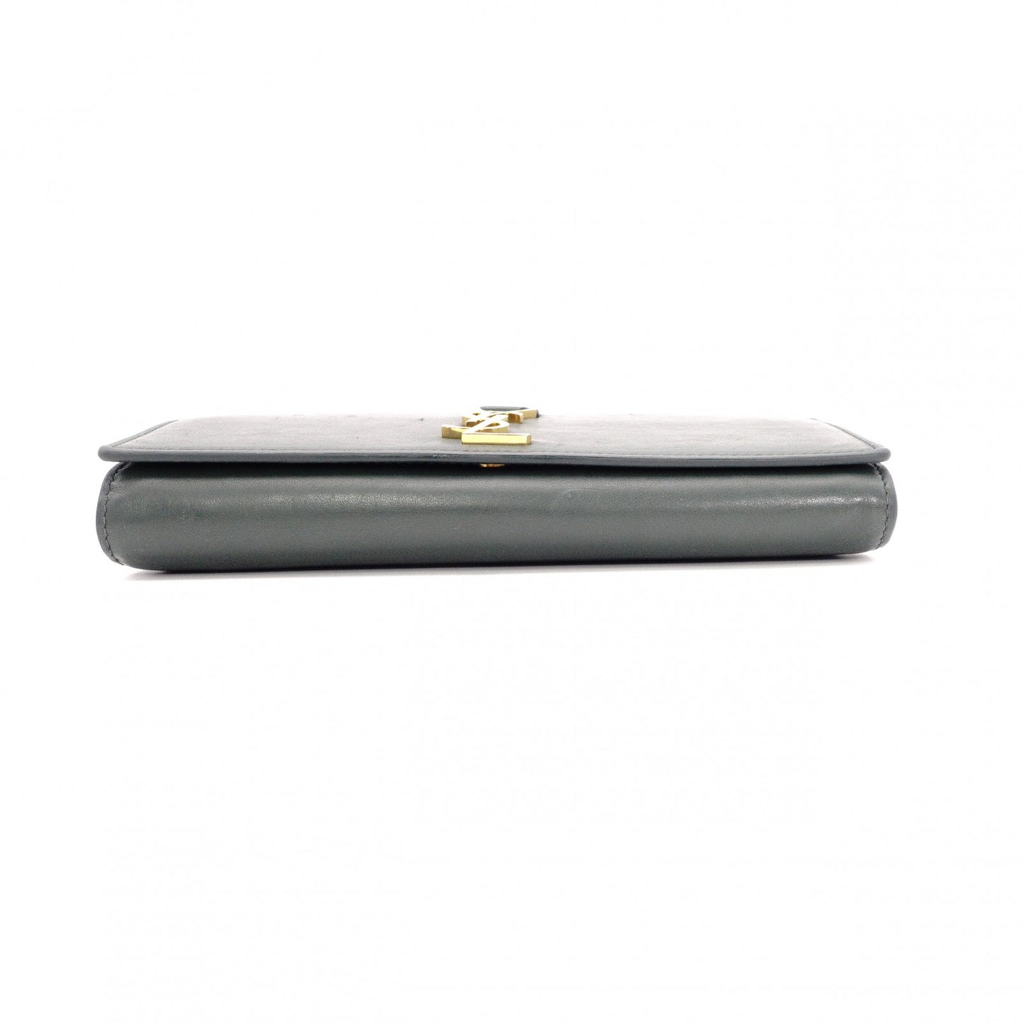 SAINT LAURENT YSL Line Long Wallet, Leather, Green