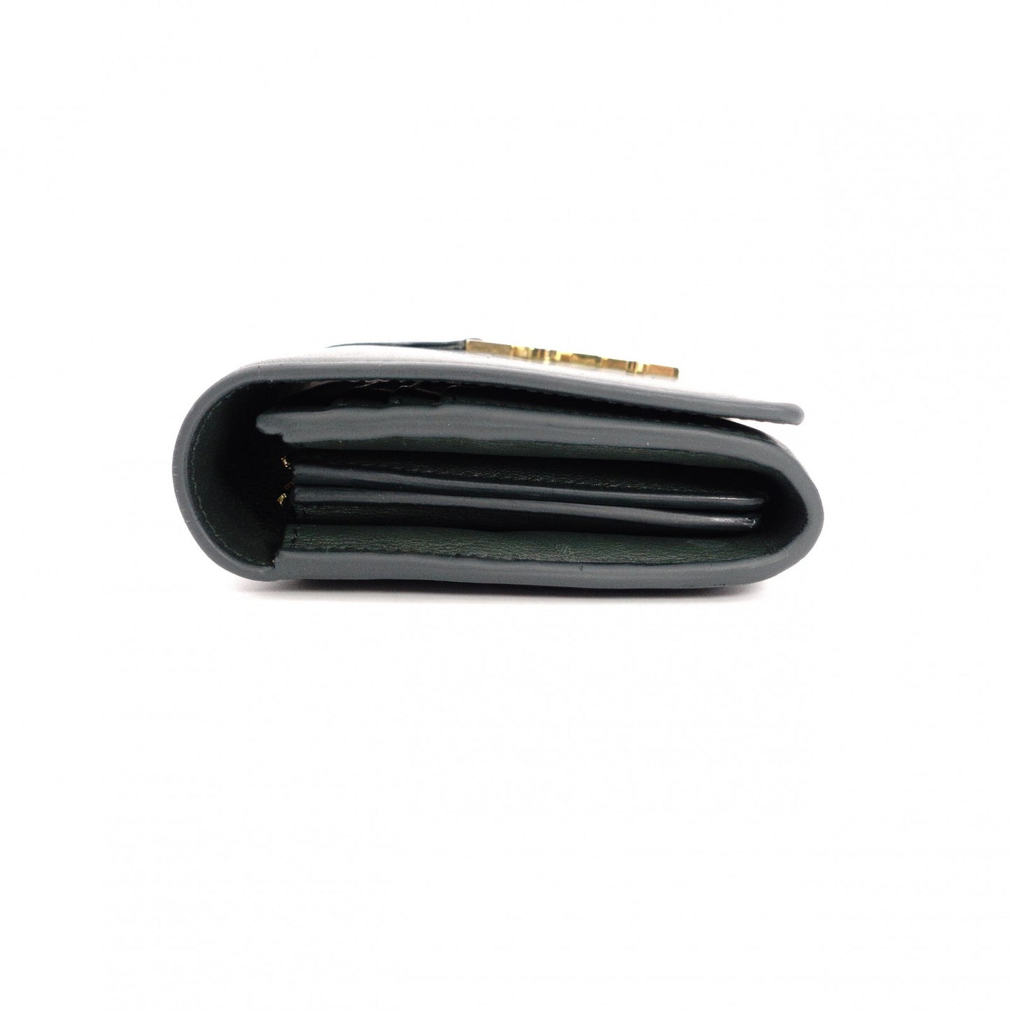 SAINT LAURENT YSL Line Long Wallet, Leather, Green