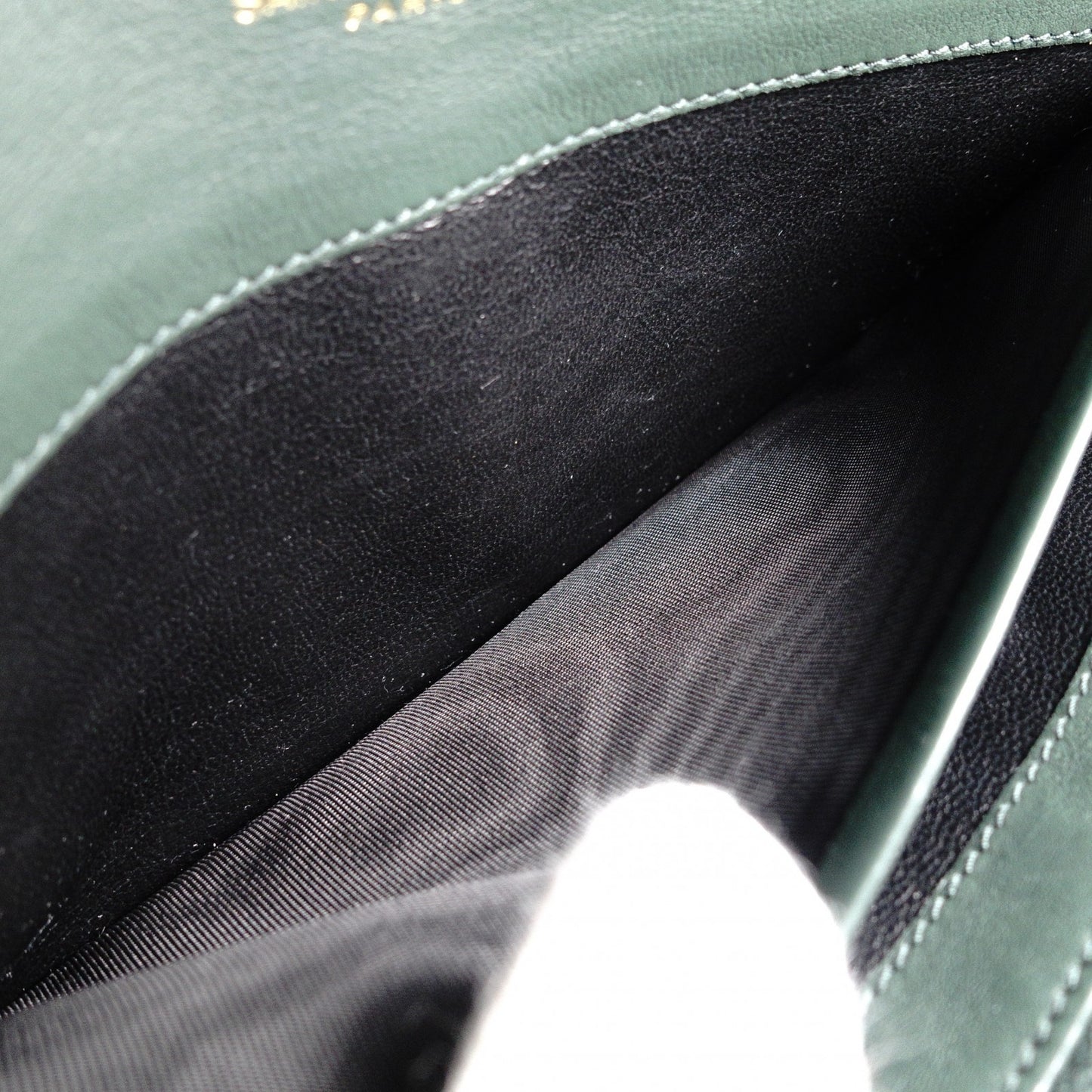 SAINT LAURENT YSL Line Long Wallet, Leather, Green