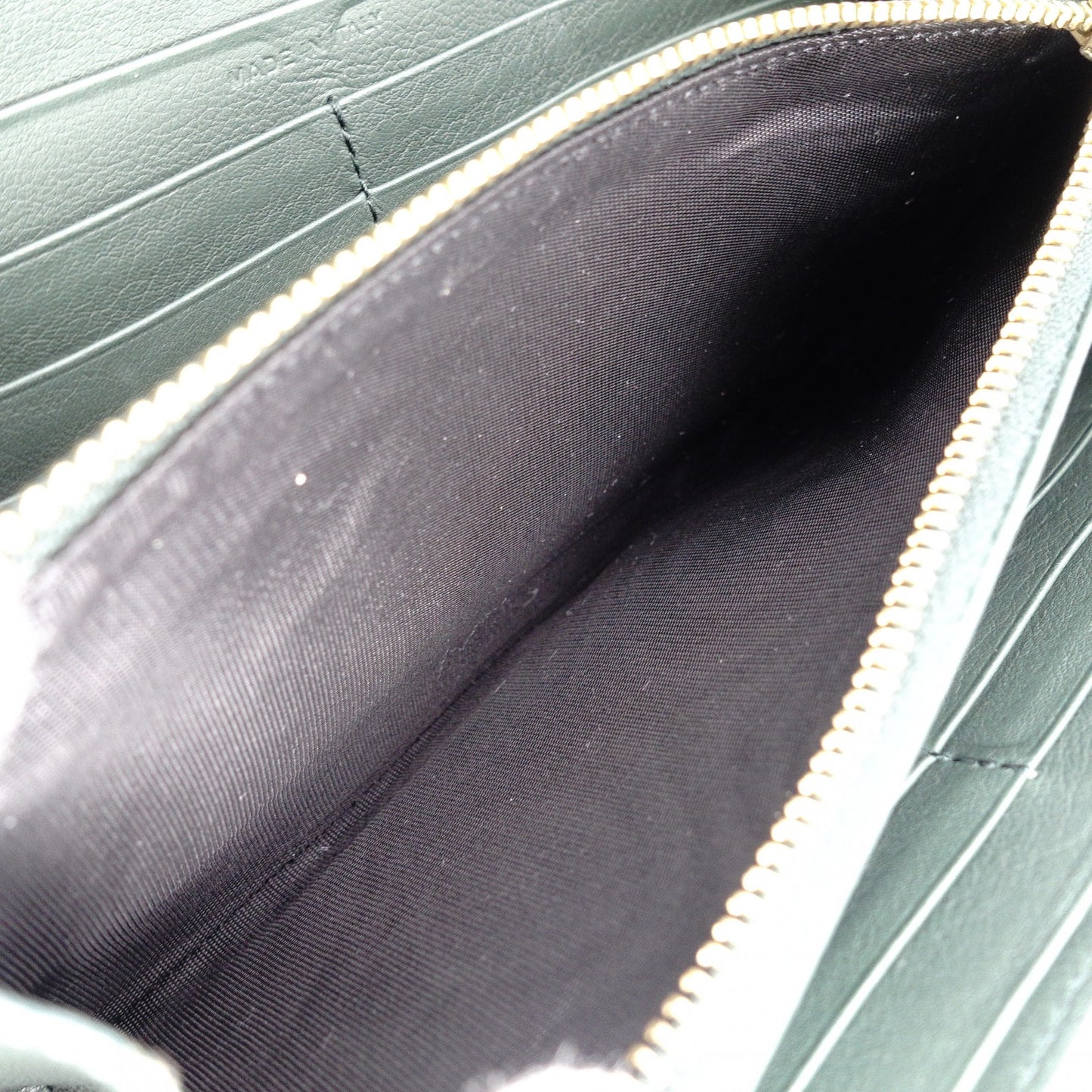 SAINT LAURENT YSL Line Long Wallet, Leather, Green