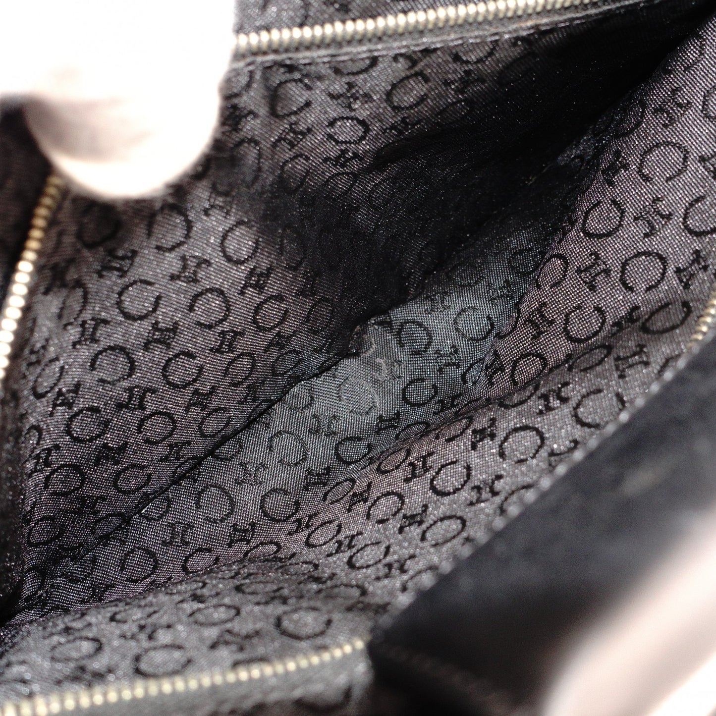 CELINE Macadam Shoulder Bag, Leather, Black, Single Strap, Black with Gold Hardware