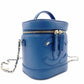 CHANEL Chain Shoulder Vanity Bag, Handbag, Leather, Blue, Women's, 2-Way, Gold Hardware