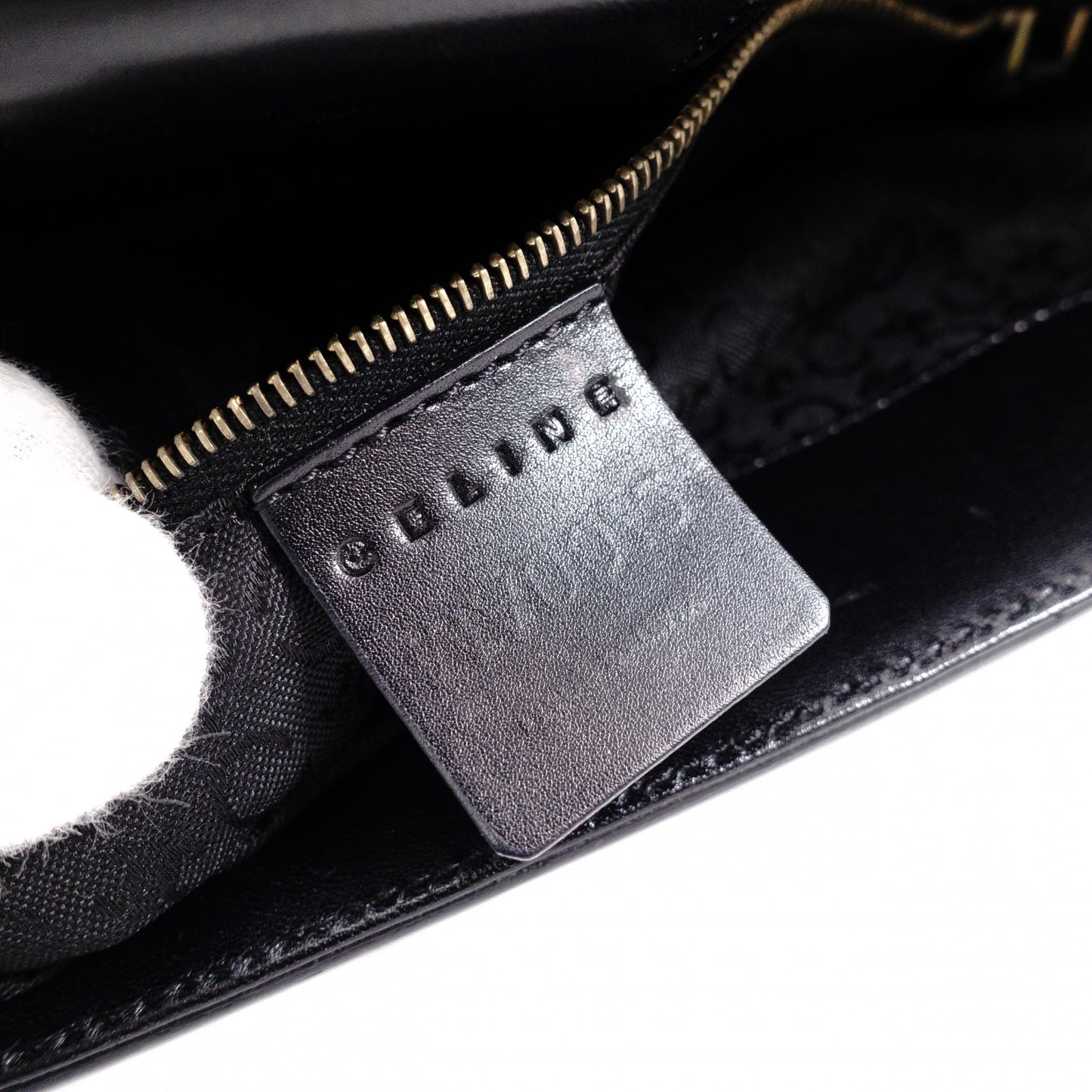 CELINE Macadam Shoulder Bag, Leather, Black, Single Strap, Black with Gold Hardware