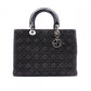 Christian Dior Lady Dior Handbag, Canvas, Black, Silver Hardware