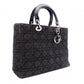 Christian Dior Lady Dior Handbag, Canvas, Black, Silver Hardware