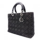 Christian Dior Lady Dior Handbag, Canvas, Black, Silver Hardware