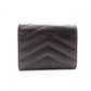 SAINT LAURENT Cassandra Key Case, Leather, Black, YSL, Silver Hardware