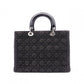 Christian Dior Lady Dior Handbag, Canvas, Black, Silver Hardware
