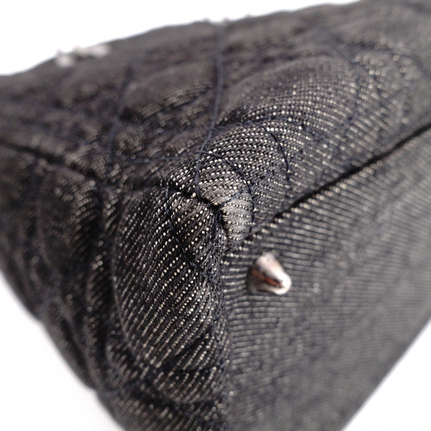 Christian Dior Lady Dior Handbag, Canvas, Black, Silver Hardware