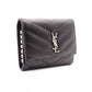 SAINT LAURENT Cassandra Key Case, Leather, Black, YSL, Silver Hardware