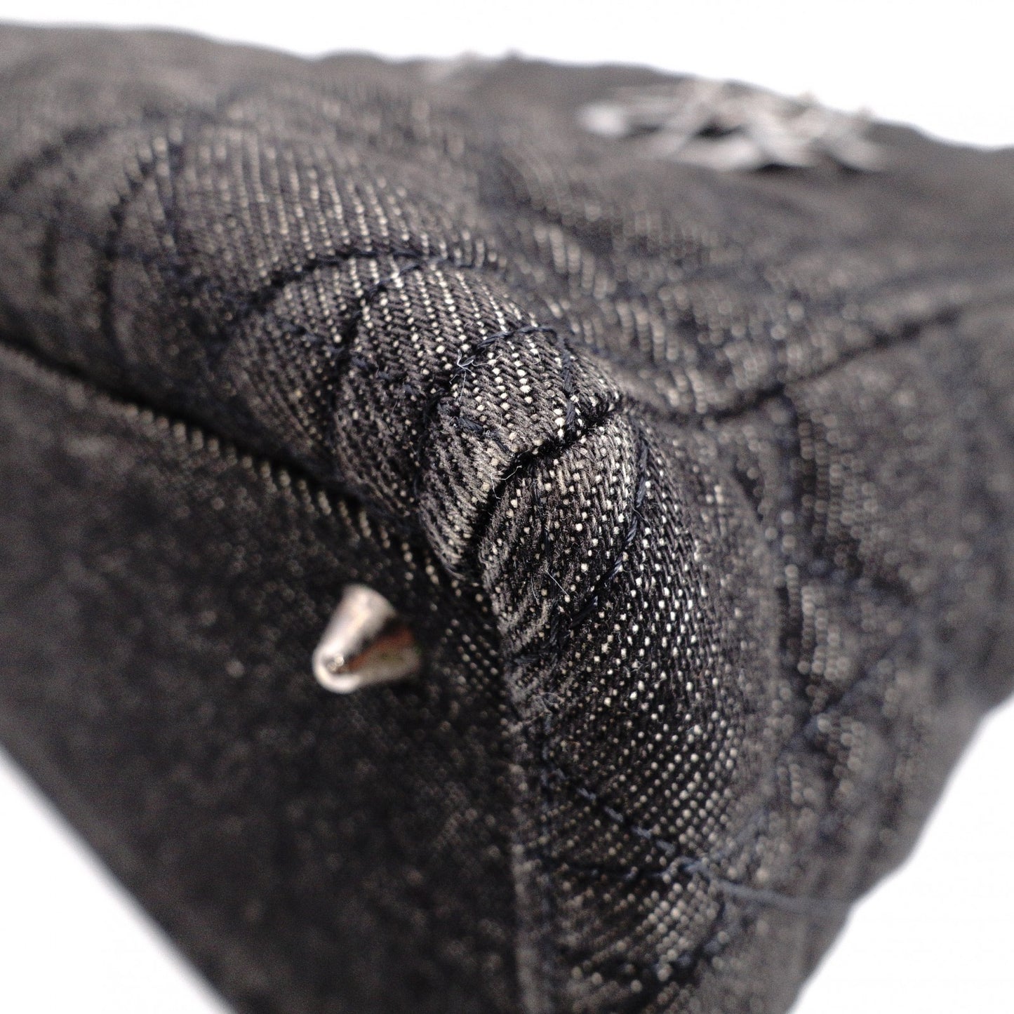 Christian Dior Lady Dior Handbag, Canvas, Black, Silver Hardware