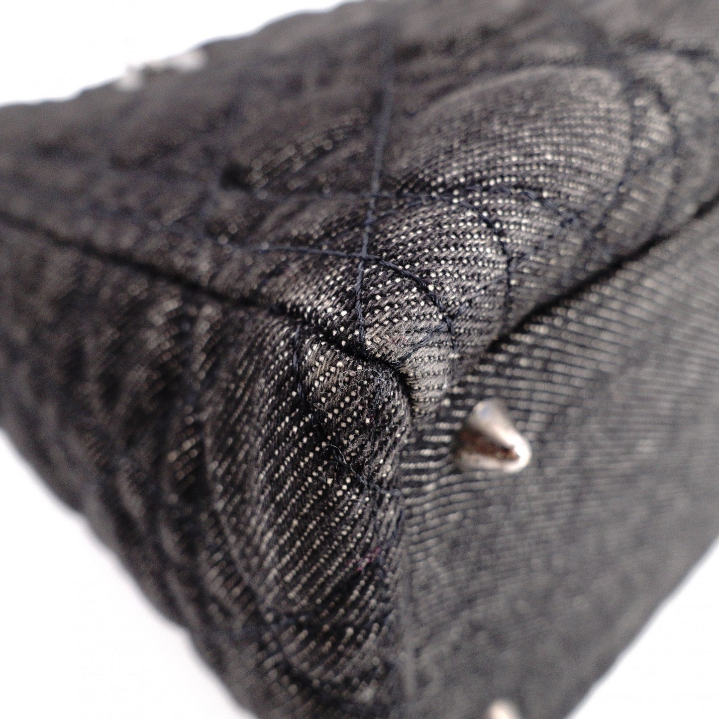 Christian Dior Lady Dior Handbag, Canvas, Black, Silver Hardware