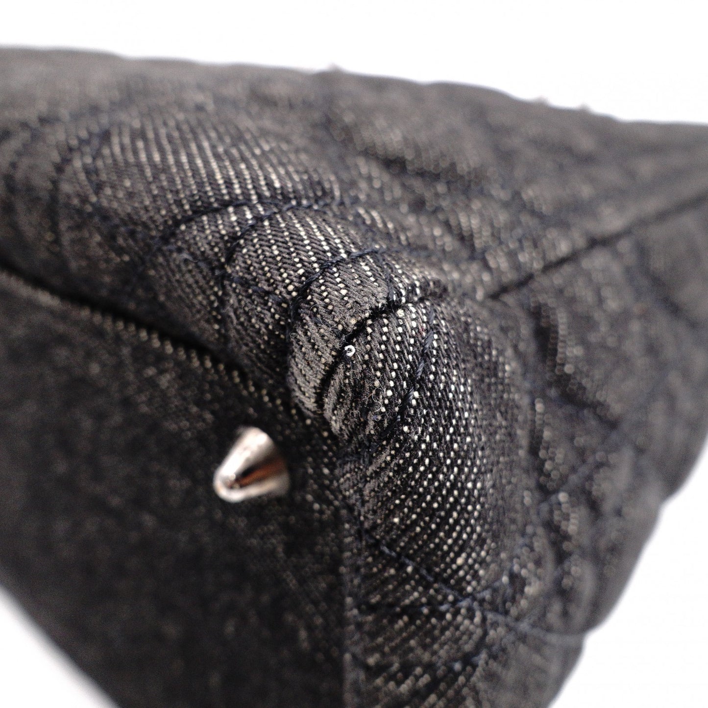 Christian Dior Lady Dior Handbag, Canvas, Black, Silver Hardware
