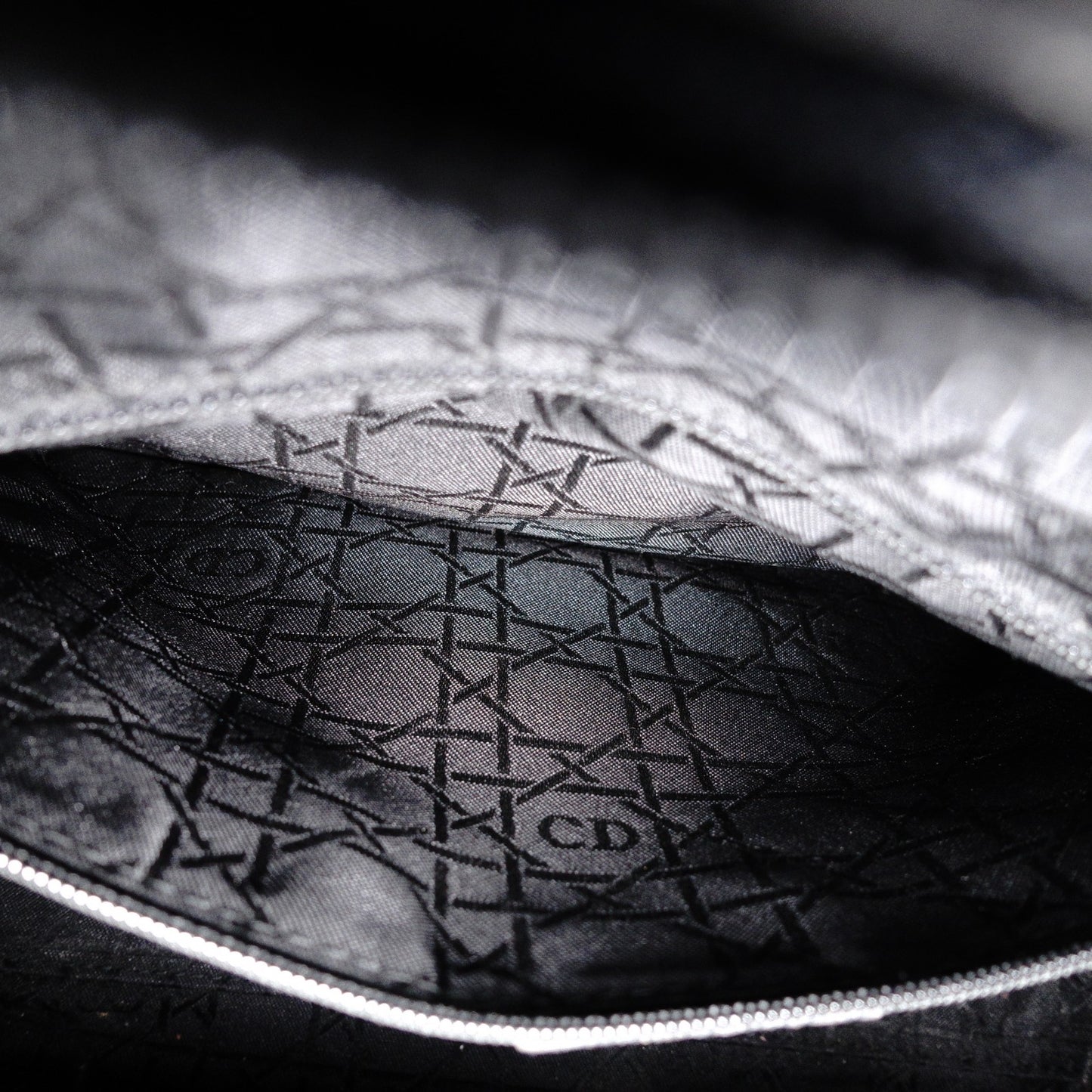Christian Dior Lady Dior Handbag, Canvas, Black, Silver Hardware