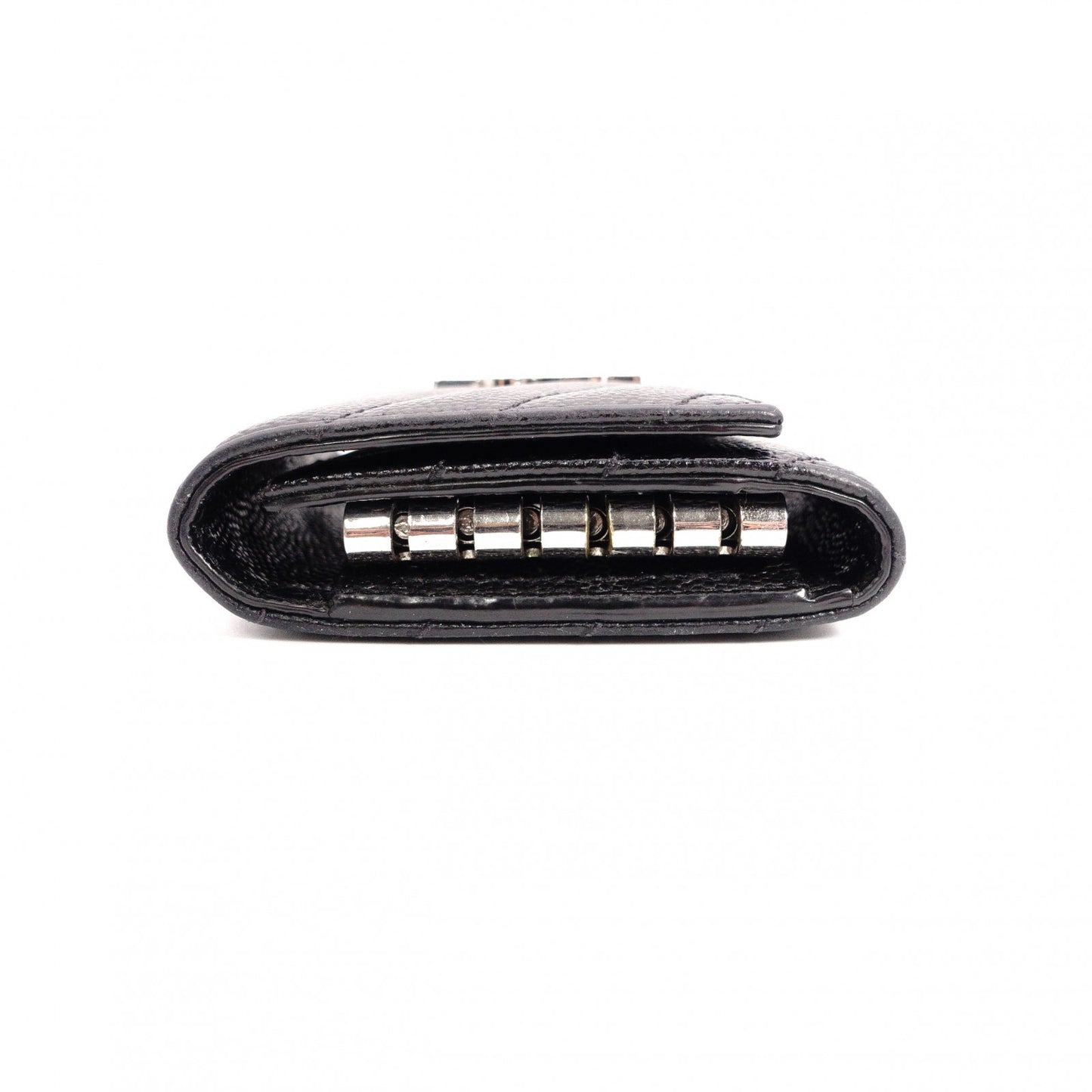 SAINT LAURENT Cassandra Key Case, Leather, Black, YSL, Silver Hardware