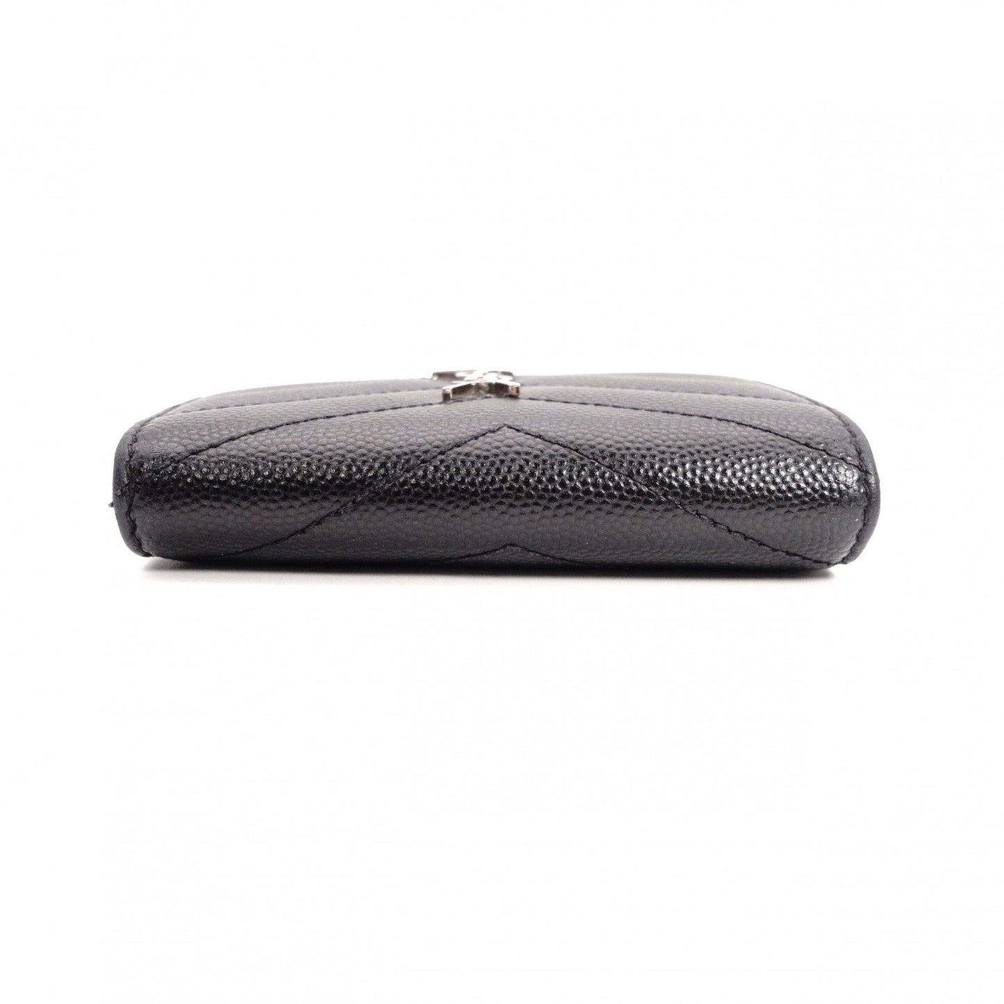 SAINT LAURENT Cassandra Key Case, Leather, Black, YSL, Silver Hardware