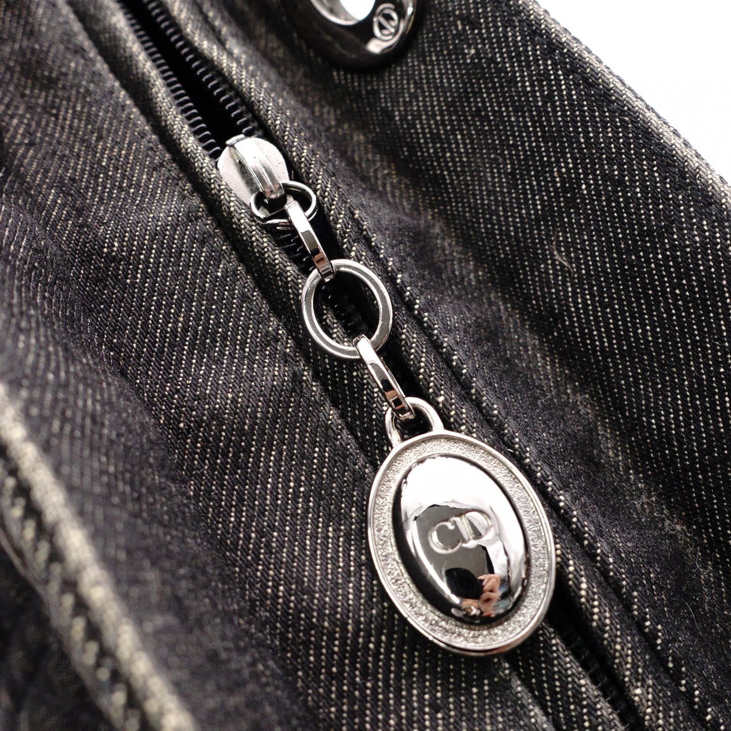 Christian Dior Lady Dior Handbag, Canvas, Black, Silver Hardware