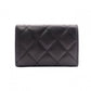CHANEL Lambskin Cambon Line Card Case, Leather, Black, Business Card Holder