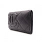 CHANEL Lambskin Cambon Line Card Case, Leather, Black, Business Card Holder