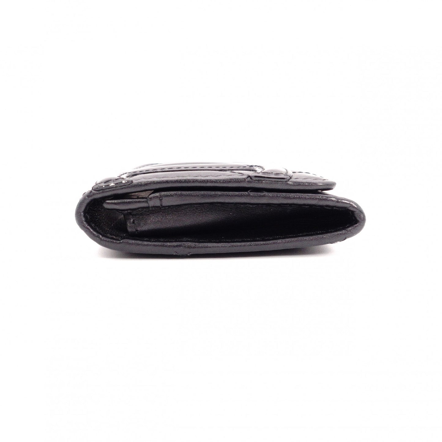 CHANEL Lambskin Cambon Line Card Case, Leather, Black, Business Card Holder