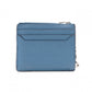 LOEWE Anagram Coin Case, Leather, Turquoise Blue, Logo, Silver Hardware, Card Case