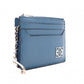 LOEWE Anagram Coin Case, Leather, Turquoise Blue, Logo, Silver Hardware, Card Case