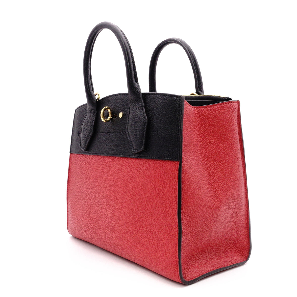 LOUIS VUITTON City Steamer PM Handbag, Leather, Red and Black, 2-Way Crossbody