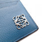 LOEWE Anagram Coin Case, Leather, Turquoise Blue, Logo, Silver Hardware, Card Case