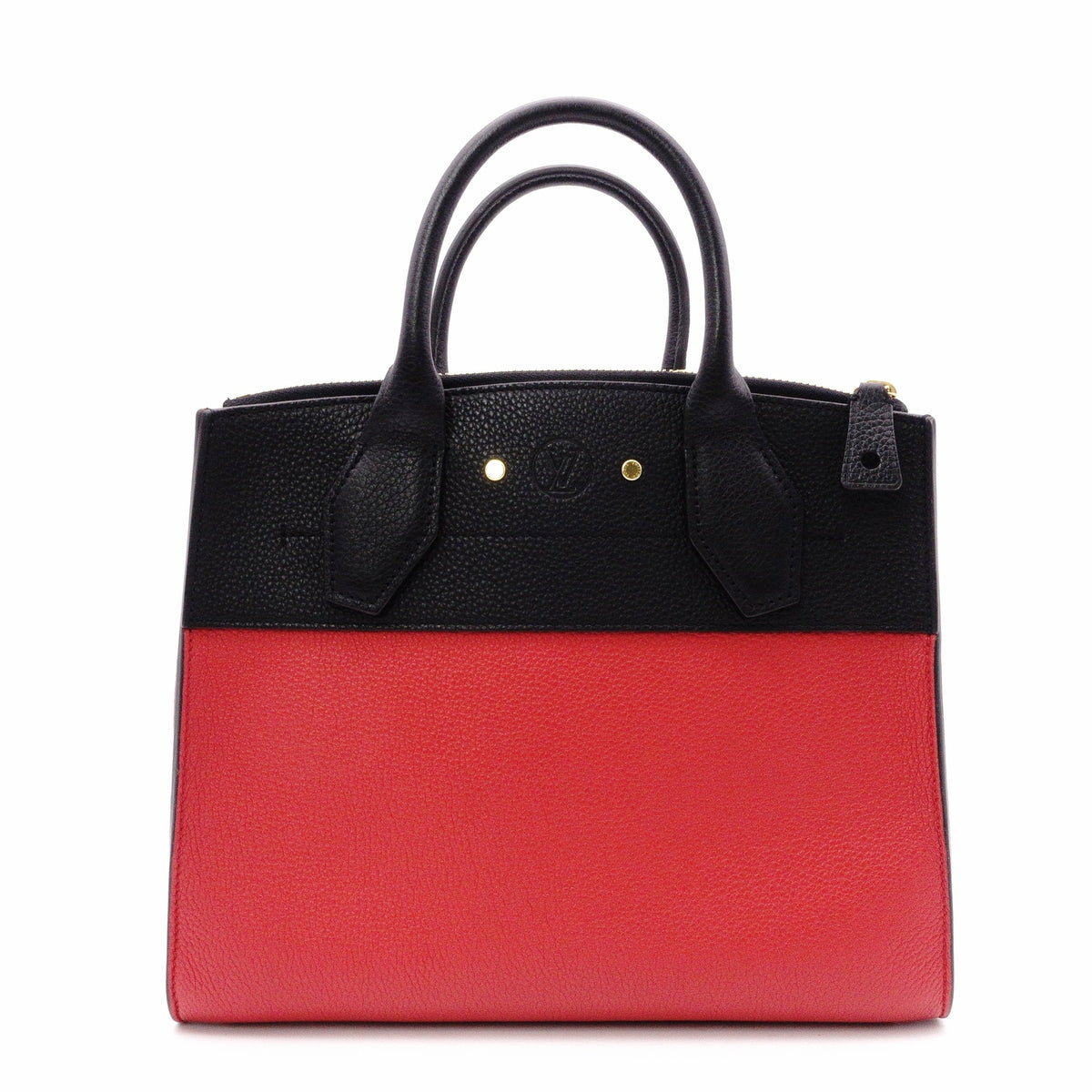 LOUIS VUITTON City Steamer PM Handbag, Leather, Red and Black, 2-Way Crossbody
