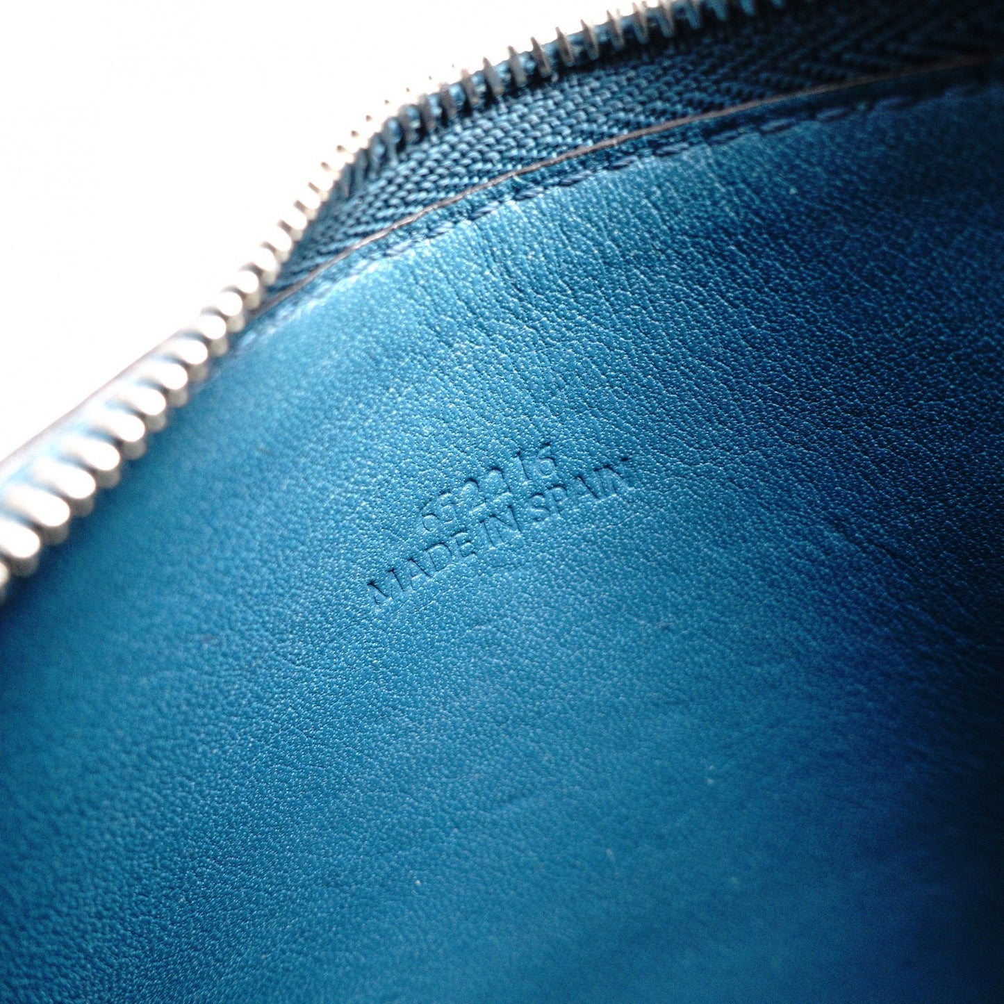 LOEWE Anagram Coin Case, Leather, Turquoise Blue, Logo, Silver Hardware, Card Case