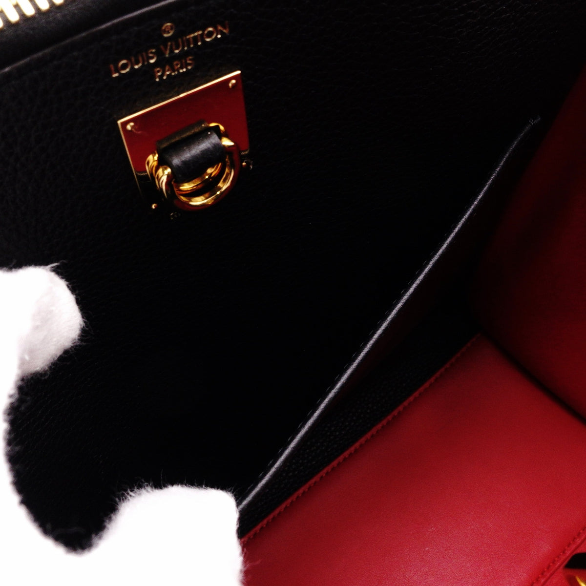 LOUIS VUITTON City Steamer PM Handbag, Leather, Red and Black, 2-Way Crossbody
