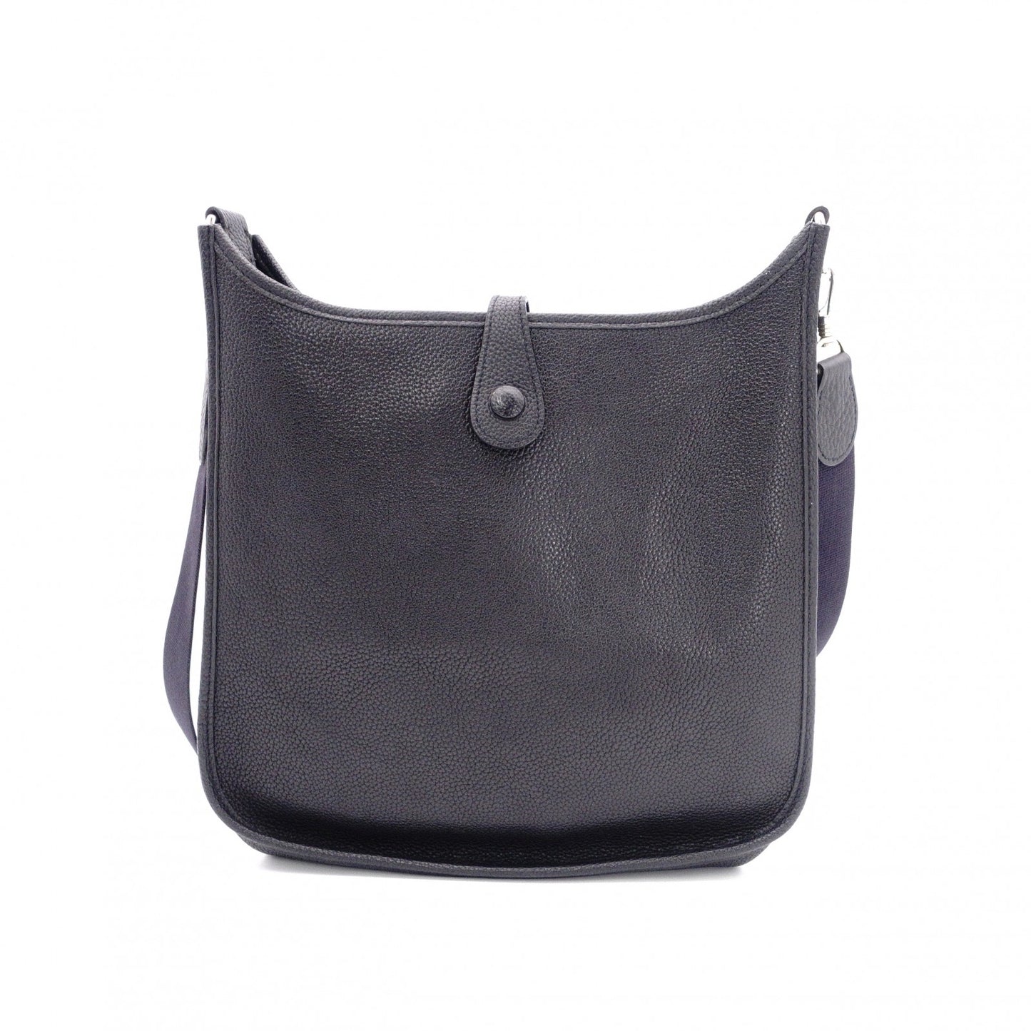 HERMES Evelyn PM Shoulder Bag, Leather, Black, Silver Hardware, Crossbody, □G Stamp