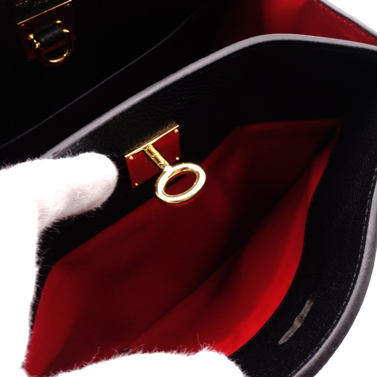 LOUIS VUITTON City Steamer PM Handbag, Leather, Red and Black, 2-Way Crossbody