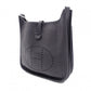 HERMES Evelyn PM Shoulder Bag, Leather, Black, Silver Hardware, Crossbody, □G Stamp