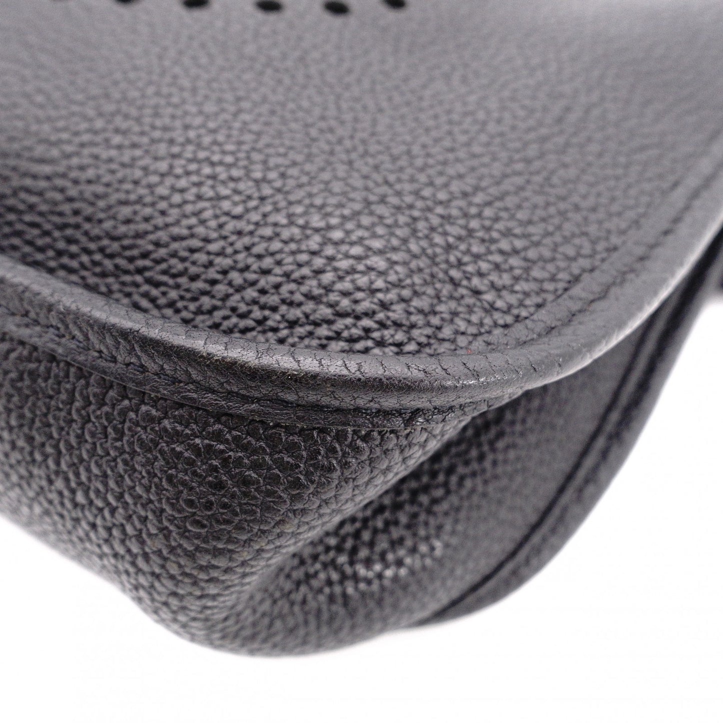 HERMES Evelyn PM Shoulder Bag, Leather, Black, Silver Hardware, Crossbody, □G Stamp
