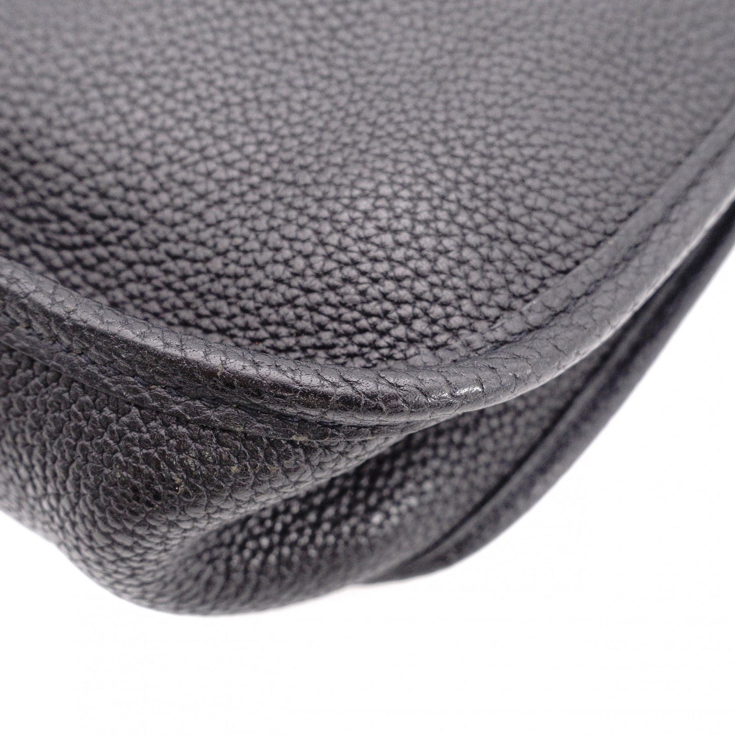 HERMES Evelyn PM Shoulder Bag, Leather, Black, Silver Hardware, Crossbody, □G Stamp