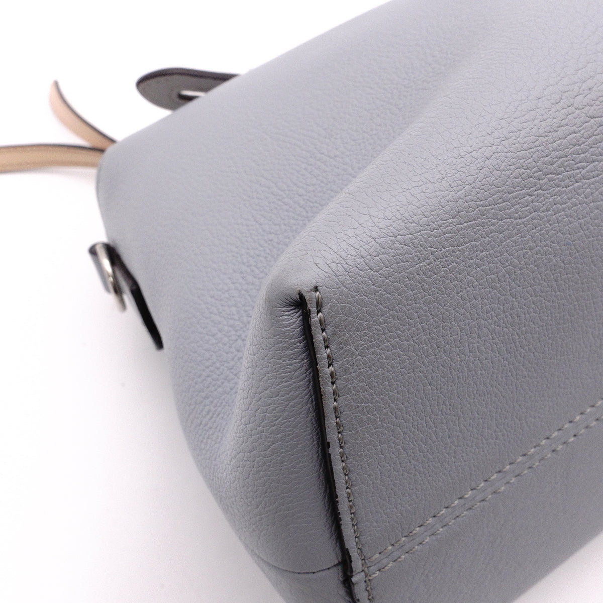 FENDI By the Way Handbag, Leather, Blue-Gray, Women's, 2-Way, Beige, Crossbody, Silver Hardware