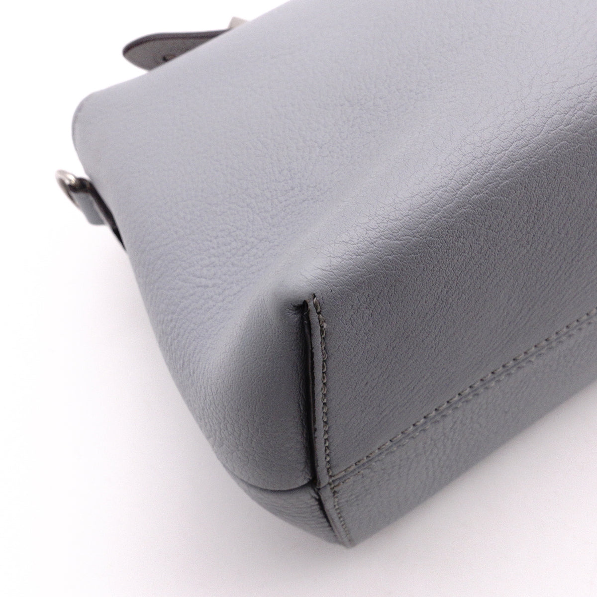 FENDI By the Way Handbag, Leather, Blue-Gray, Women's, 2-Way, Beige, Crossbody, Silver Hardware