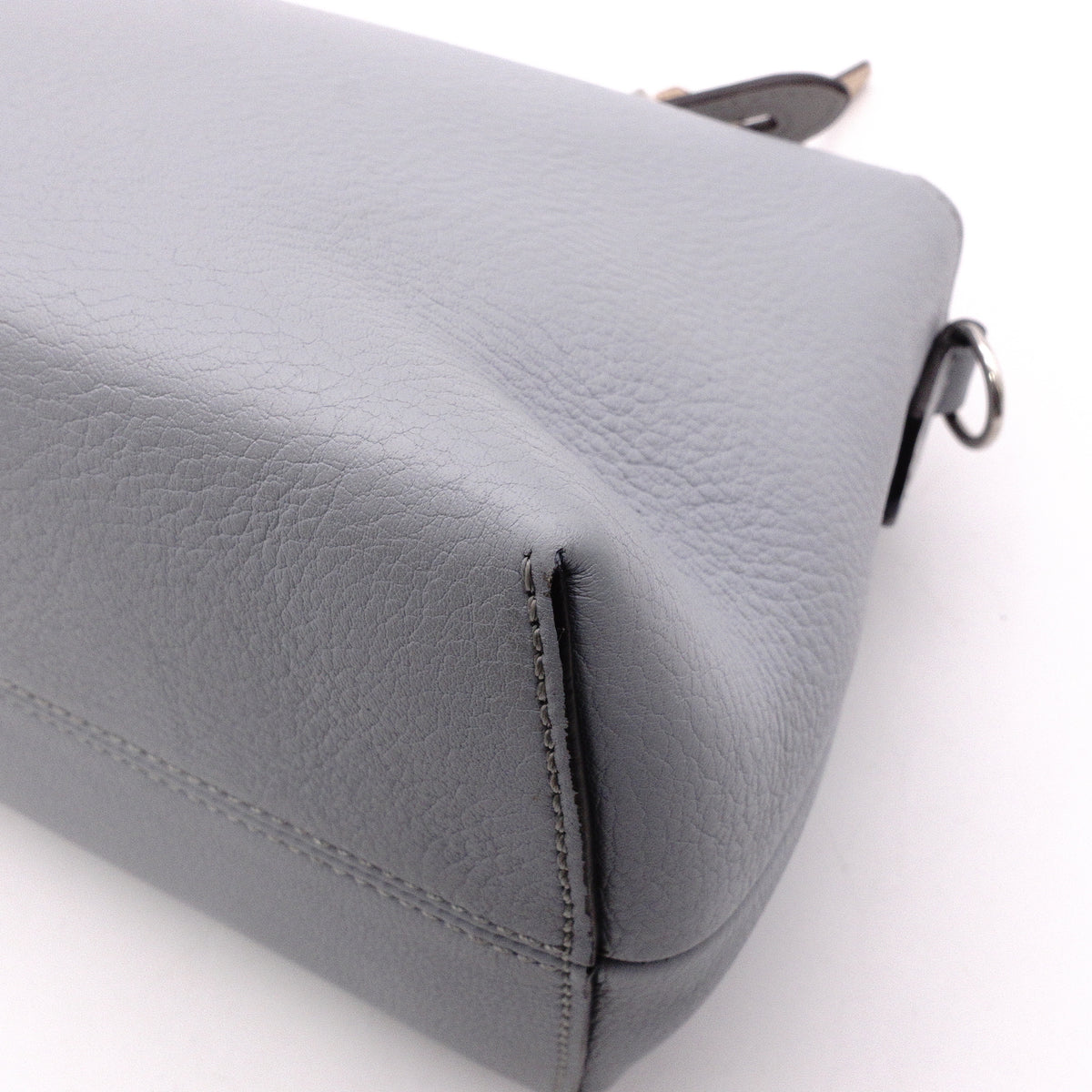 FENDI By the Way Handbag, Leather, Blue-Gray, Women's, 2-Way, Beige, Crossbody, Silver Hardware
