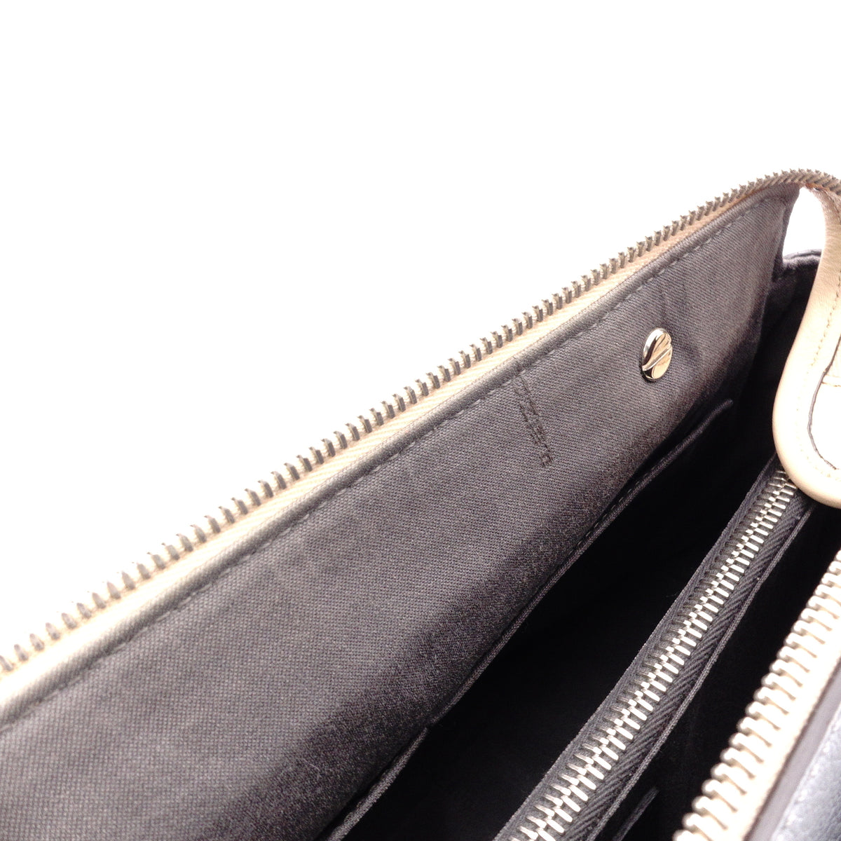 FENDI By the Way Handbag, Leather, Blue-Gray, Women's, 2-Way, Beige, Crossbody, Silver Hardware