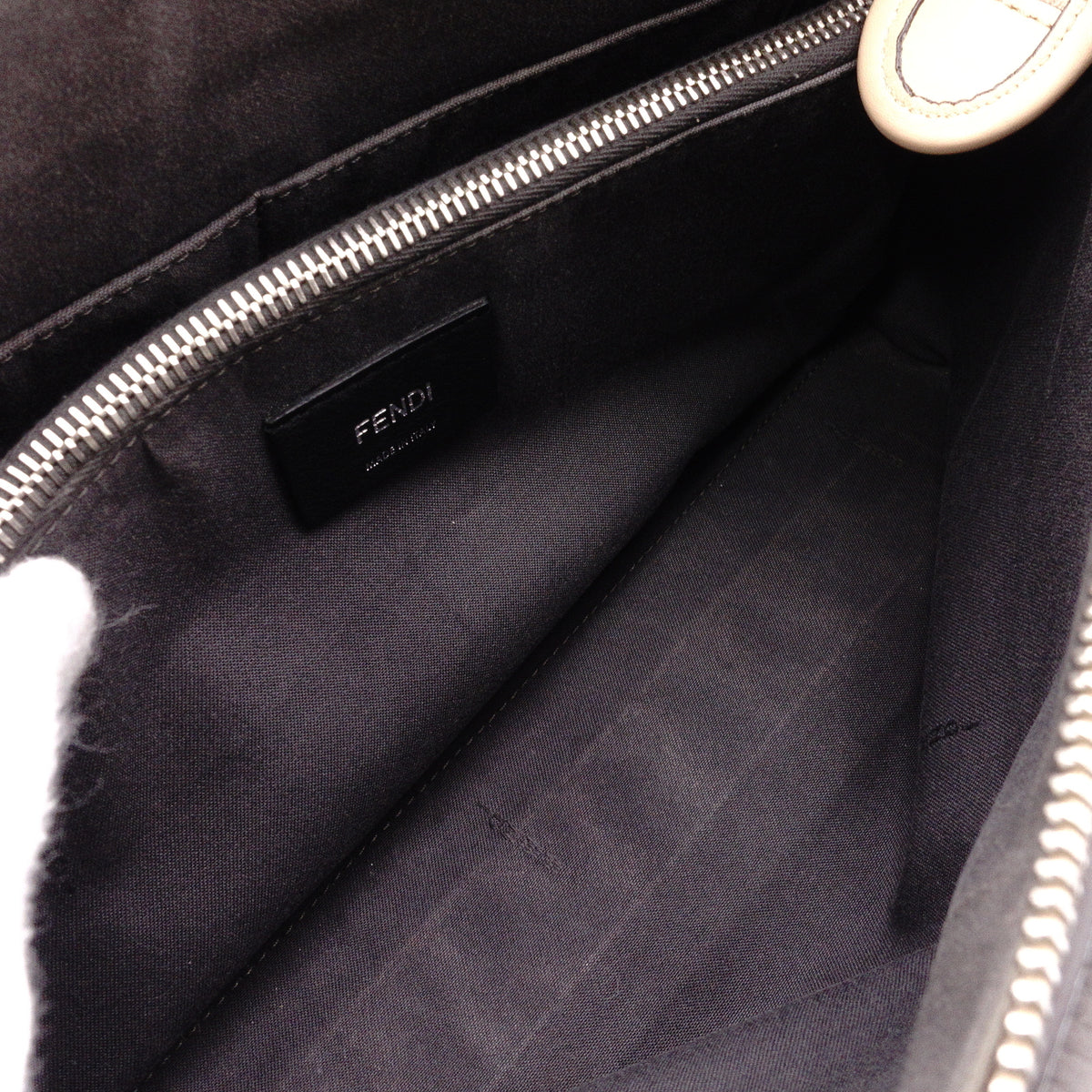 FENDI By the Way Handbag, Leather, Blue-Gray, Women's, 2-Way, Beige, Crossbody, Silver Hardware