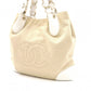 CHANEL Chain Tote Bag, Olsen Shoulder Bag, Canvas and Leather, Beige