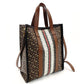 Burberry Small Monogram Stripe E Canvas Portrait Tote Bag PVC Leather Brown × Black 2-Way 7-10-542