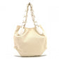 CHANEL Chain Tote Bag, Olsen Shoulder Bag, Canvas and Leather, Beige