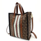 Burberry Small Monogram Stripe E Canvas Portrait Tote Bag PVC Leather Brown × Black 2-Way 7-10-542